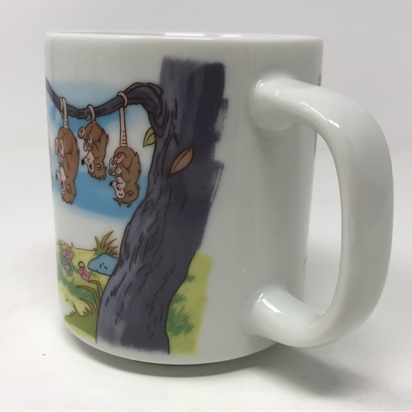 Vintage Disneyland Walt Disney World Bambi Thumper Flower Owl Mug Blue Rim - Picture 6 of 9